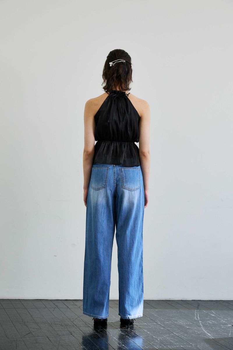 PEARL HALTERNECK TOP / BLACK