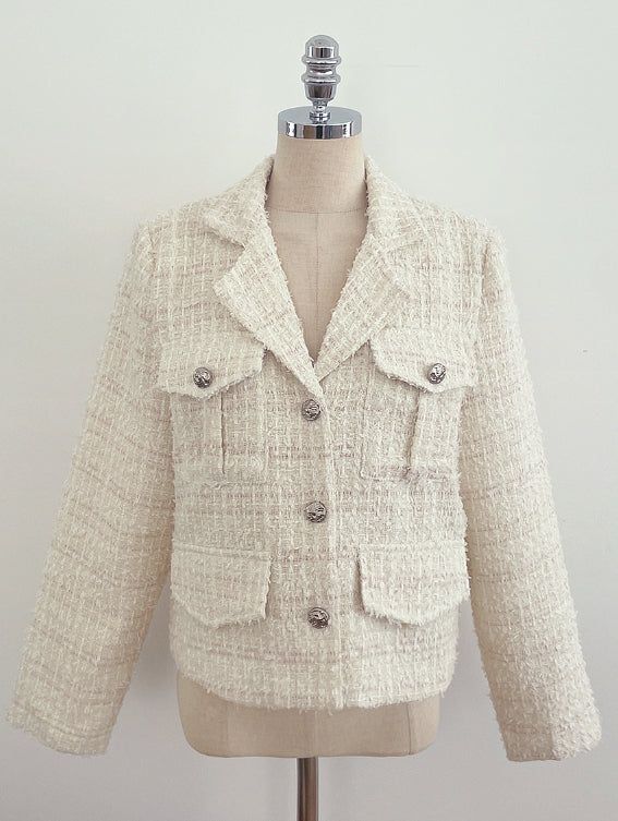 Ronda Mix Collar Pearl Tweed Jacket