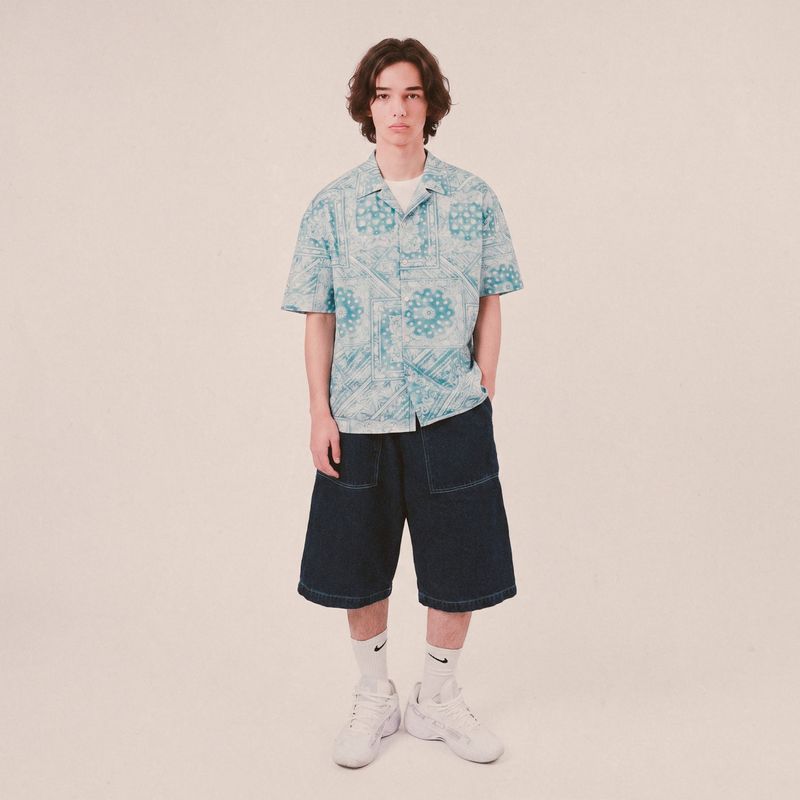 smoke paisley open collar shirt_blue