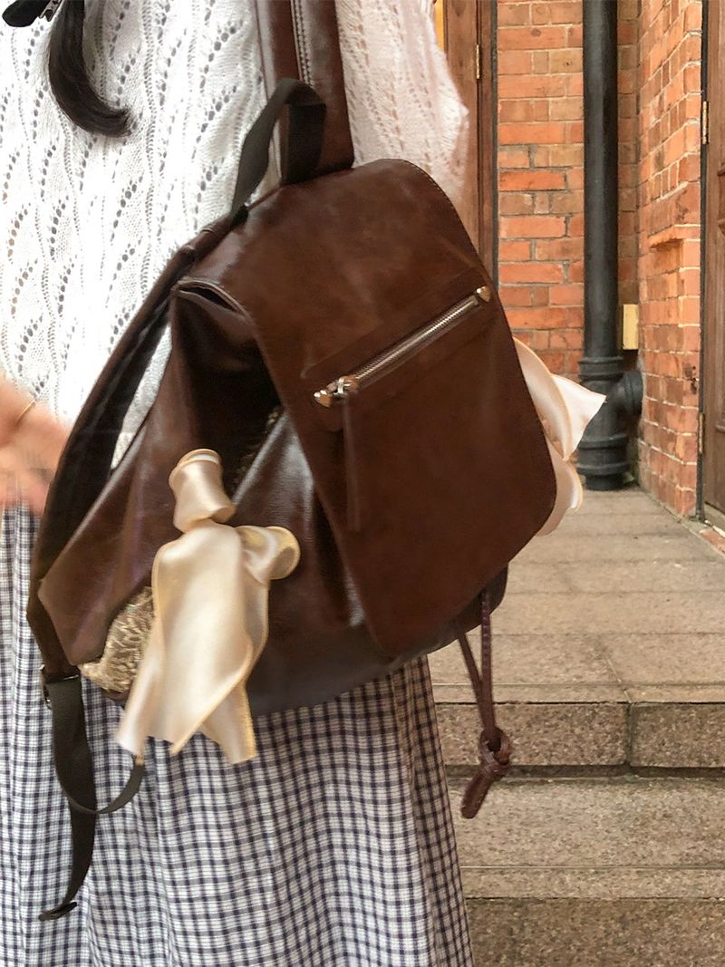 Classic bow bakcpack_chocolate brown