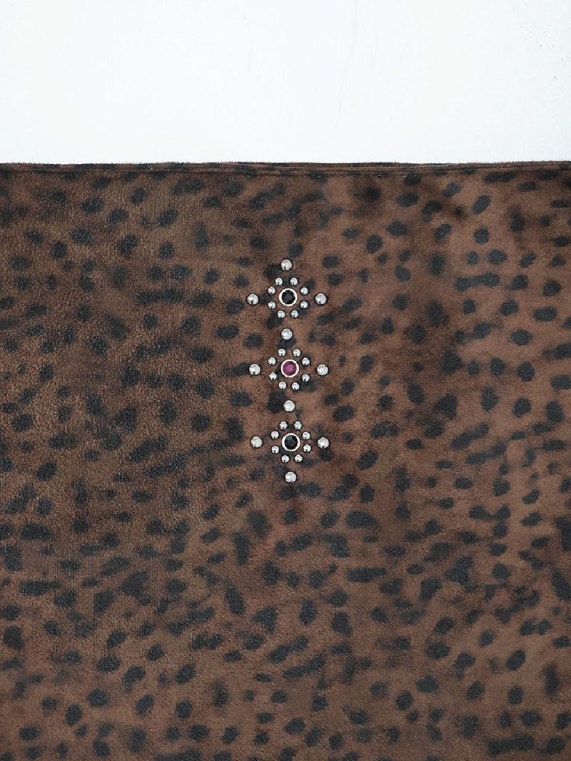 スエードスタッドショルダーバッグ (Leopard)