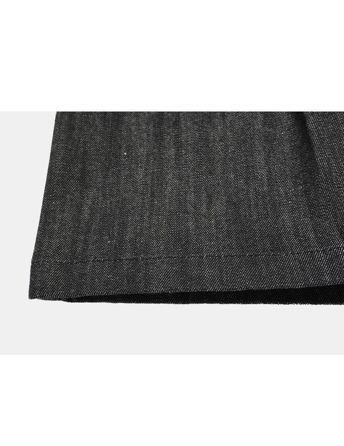 Pintuck Wide Raw Denim Bermuda Pants