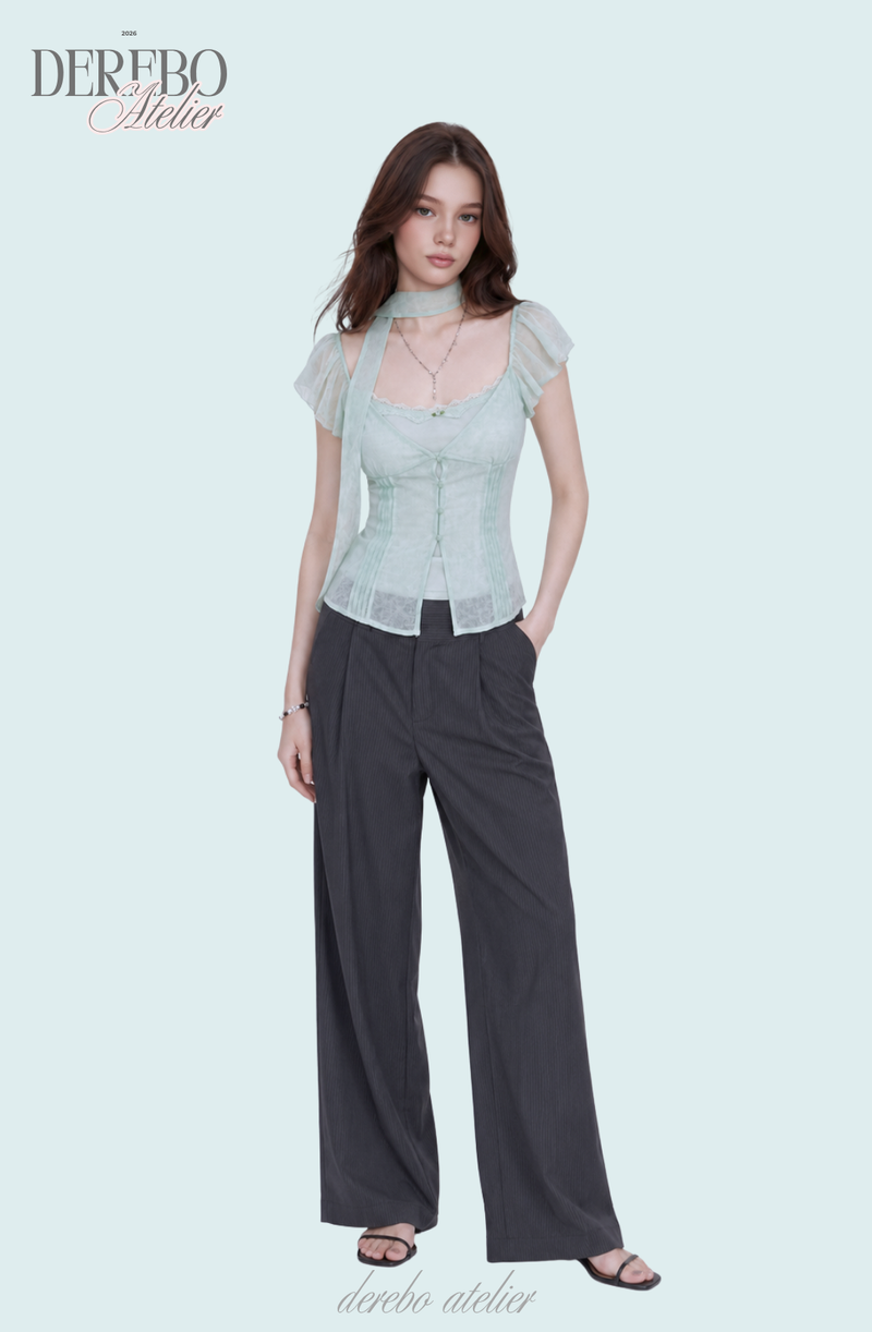antique mint chiffon blouse