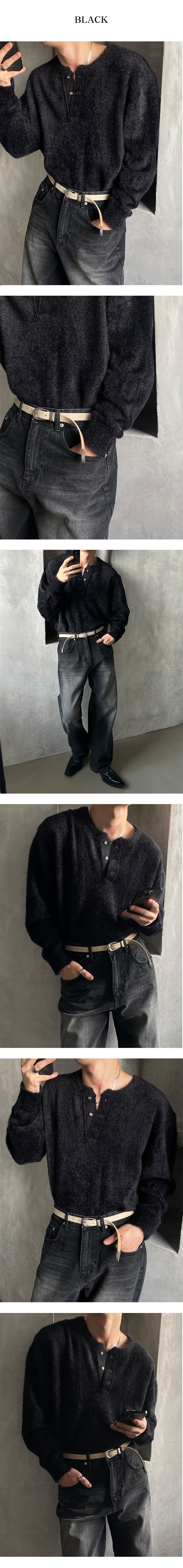  [PREMIUM][MADE] Angora hair henry neck knit(3color)