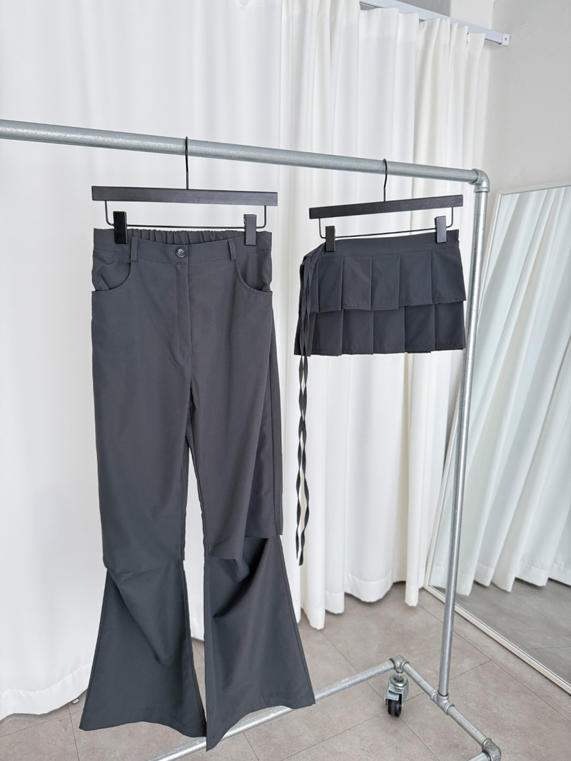 pleated wrap skirt pants (2color)