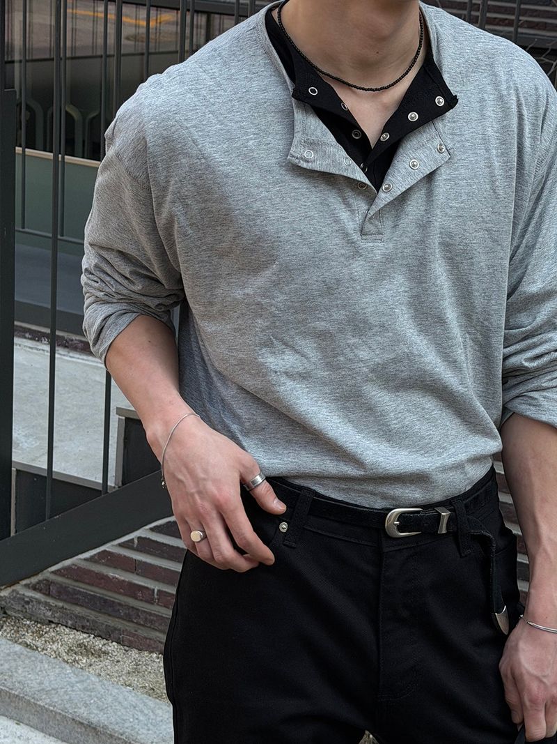 Cotton henry neck long sleeves(9color)