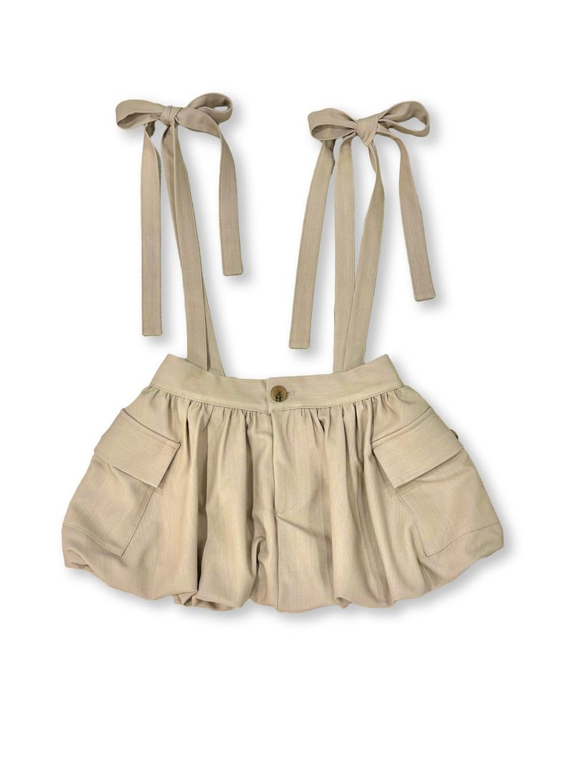 BALLOON POCKET MINI SKIRT PANTS / BEIGE