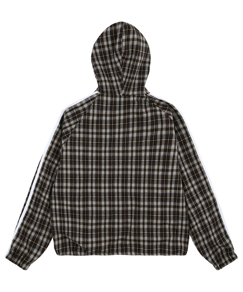 Emblem Check Windbreaker Jacket - Brown