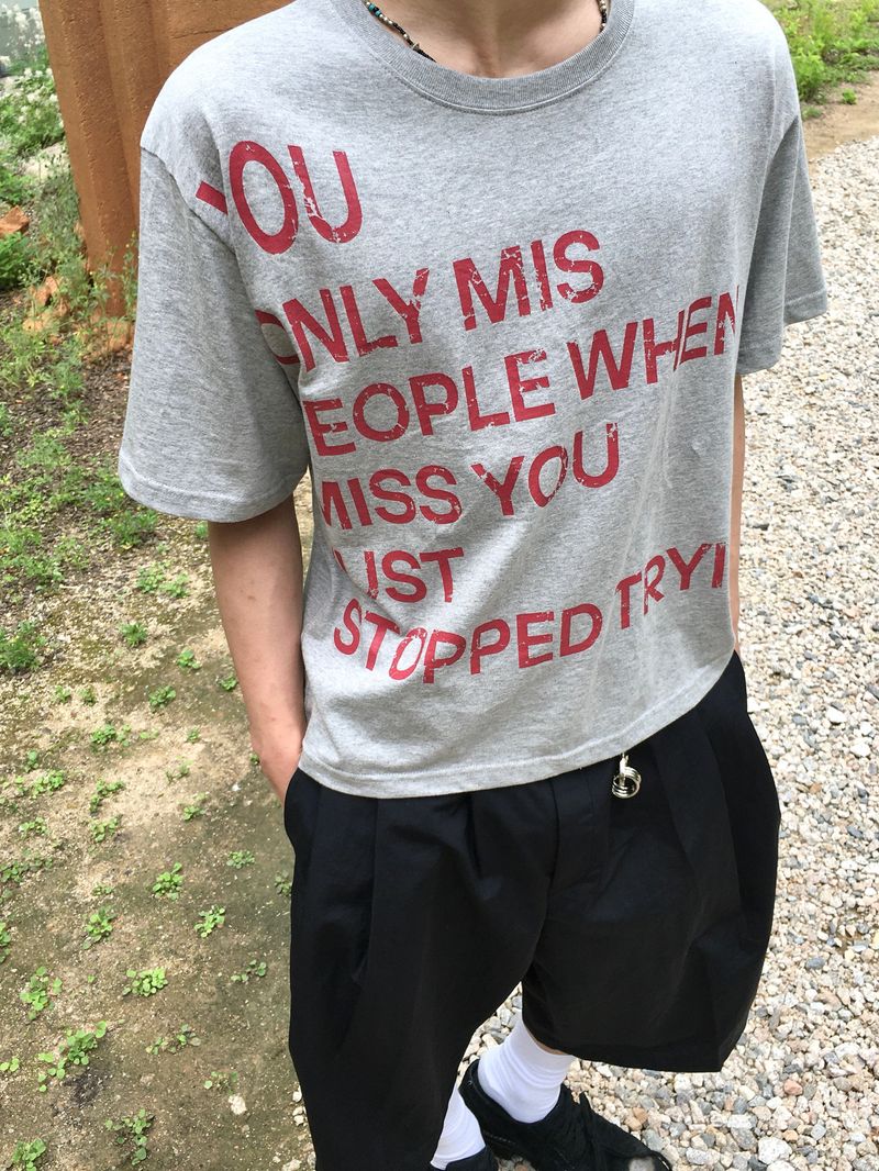 Trying Lettering Crop Short Sleeve T-shirt 4C