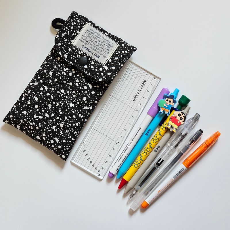 Pencil Pouch_Quilted Heart Black