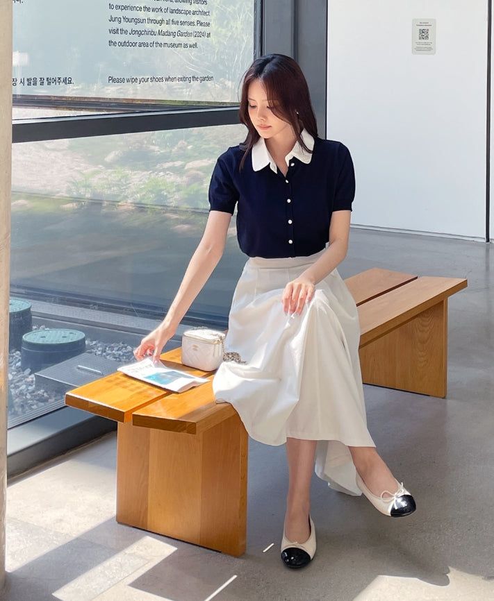 Even Banding Flare Long Skirt