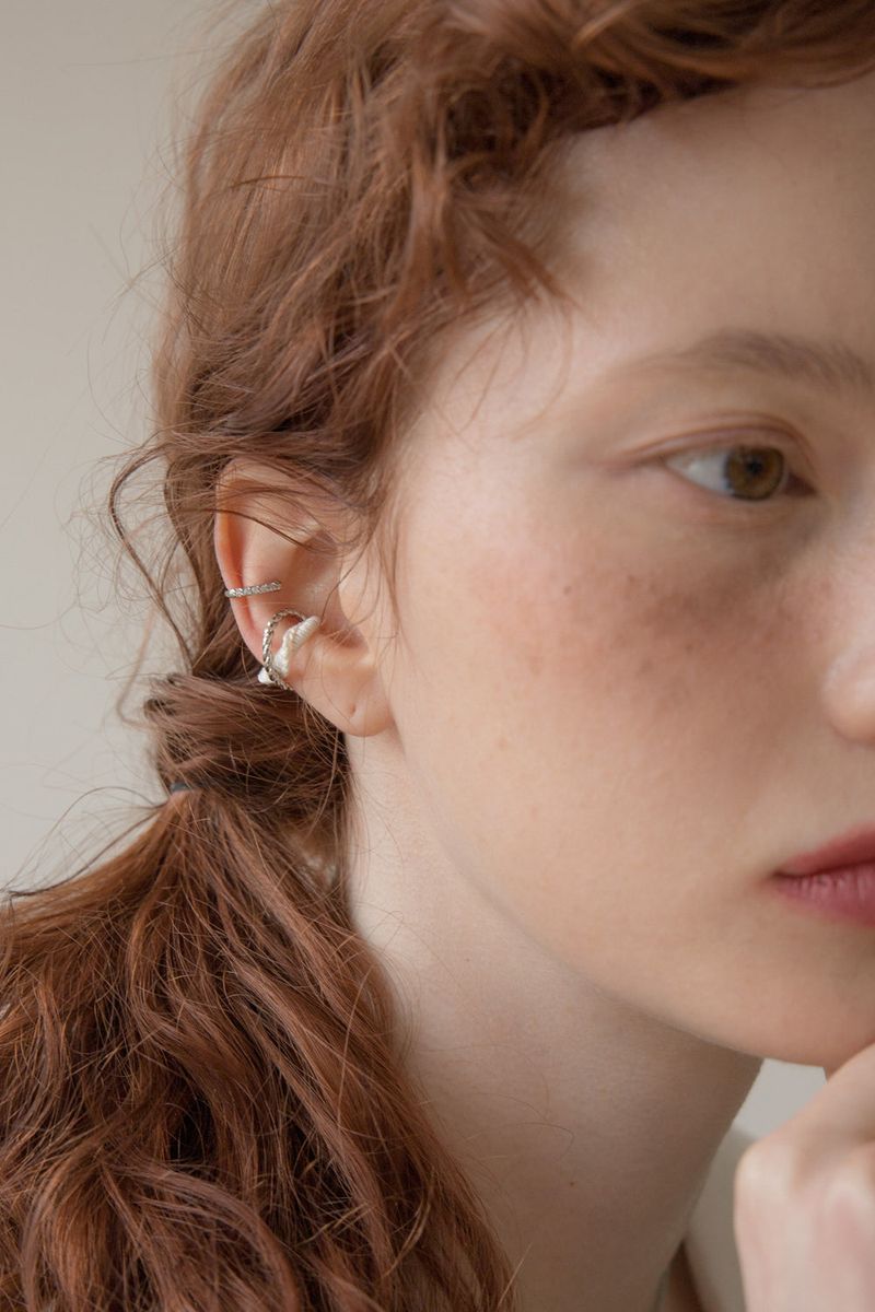 [2set] Knitted cross 'silver' earcuff (4colors)