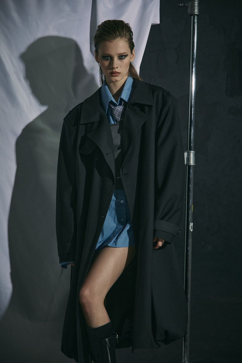 BALLOON TRENCH COAT -CHARCOAL
