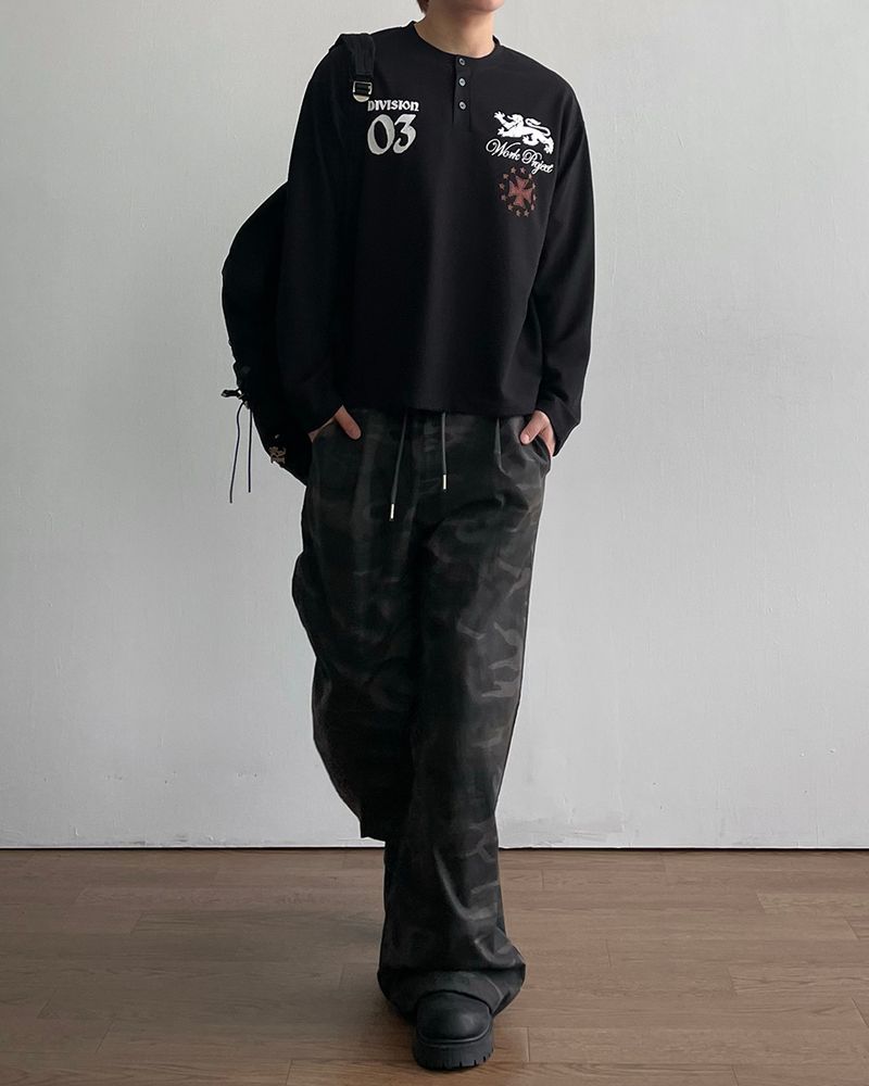 Kingdom Henley Neck Waffle Long Sleeve