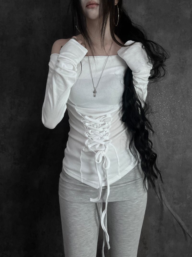 basic corset off-shoulder T (2color)