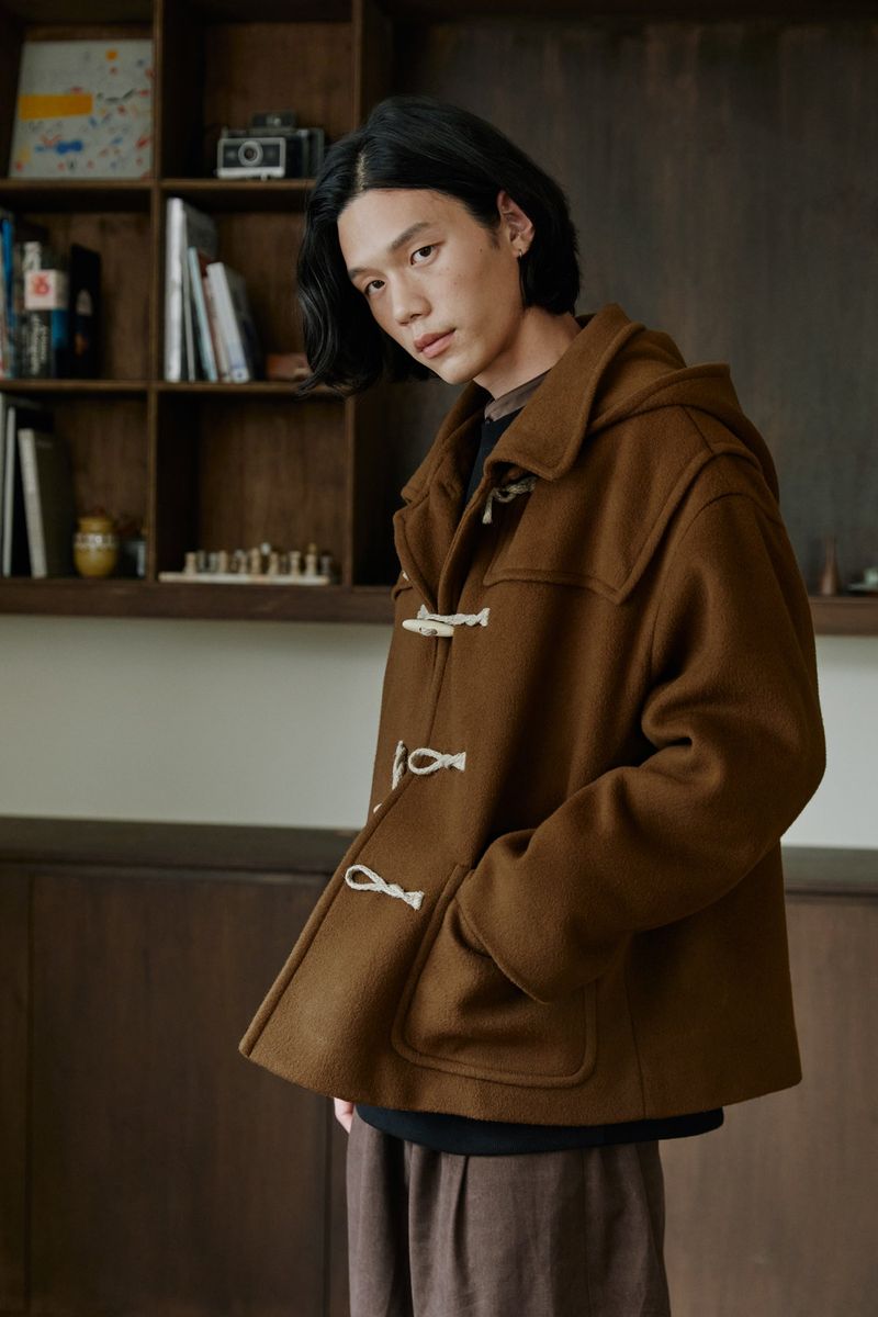 unisex half duffle coat camel