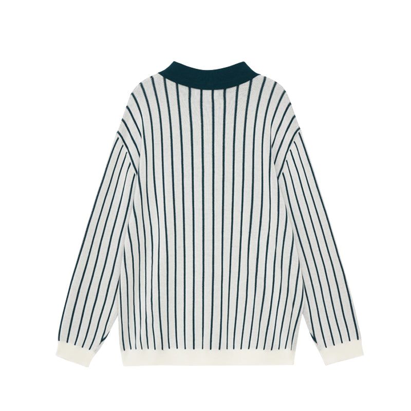 STRIPED POLO SWEATER