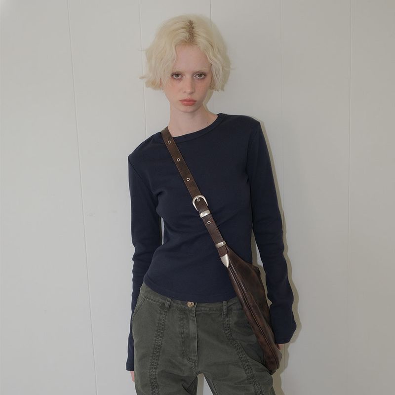 C 90S LINE BASIC LONG SLEEVE T-SHIRT_NAVY