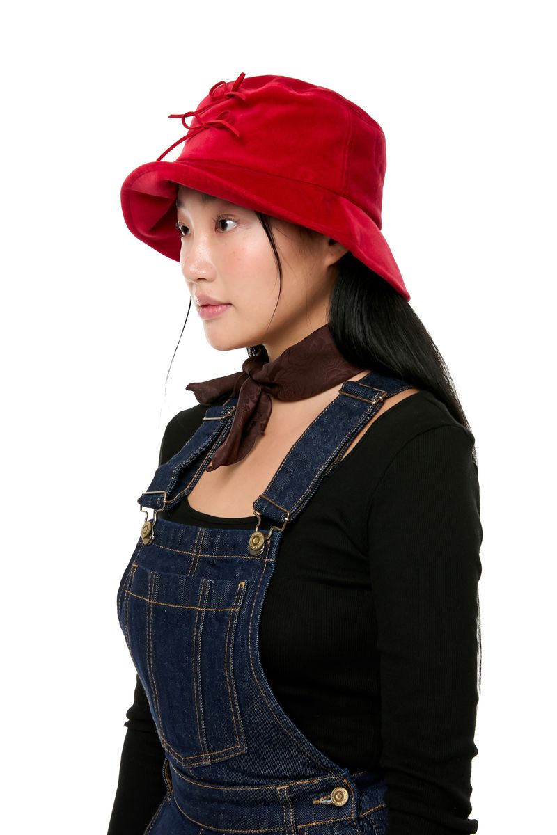 RIBBON VELVET HAT / RED
