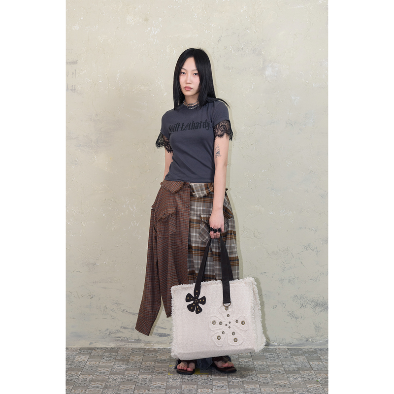 FLOWER TWEED BAG