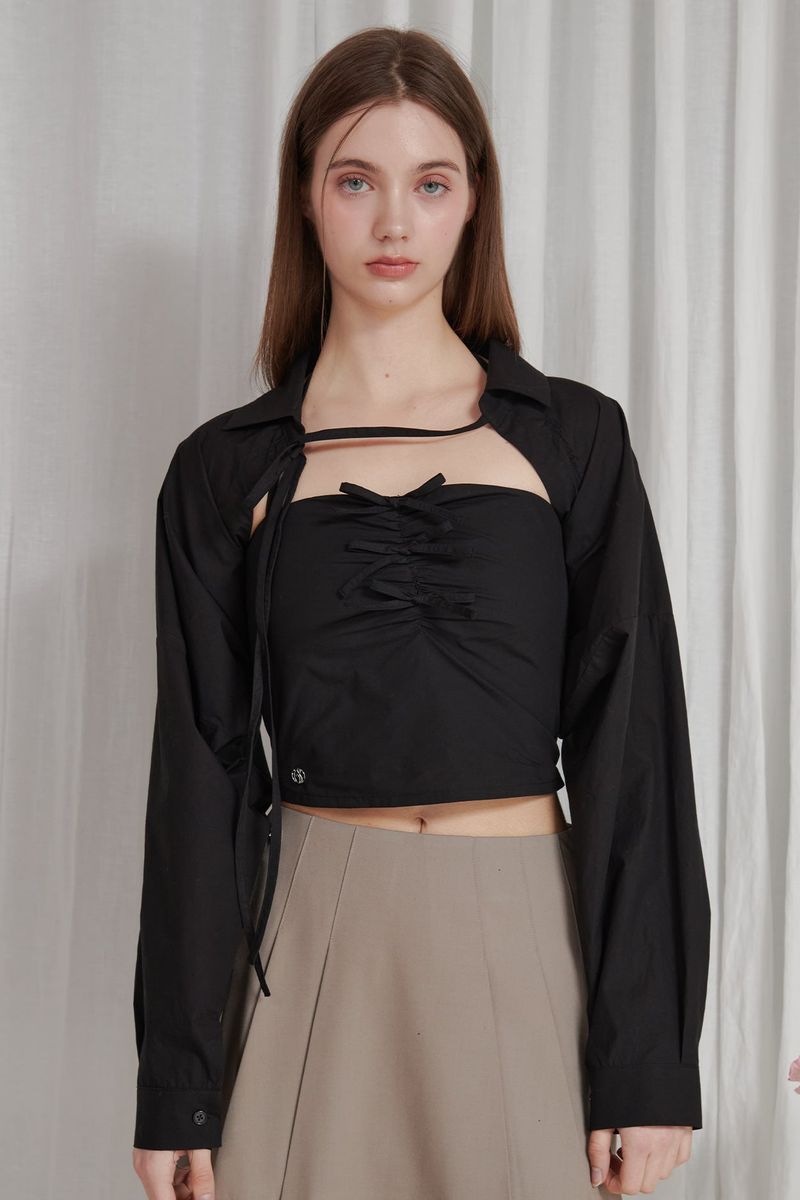 PAIN OR PLEASURE（ペインオアプレジャー）の「DANIELLE SHIRT BOLERO black（Tops）」