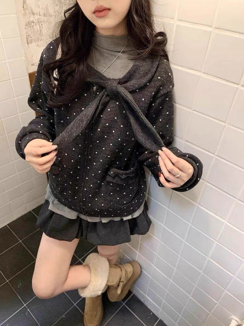 Dot tie zip-up (2color)