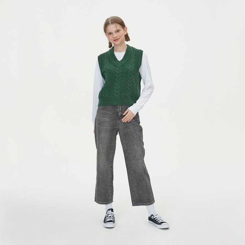 CABLE KNIT VEST_GREEN