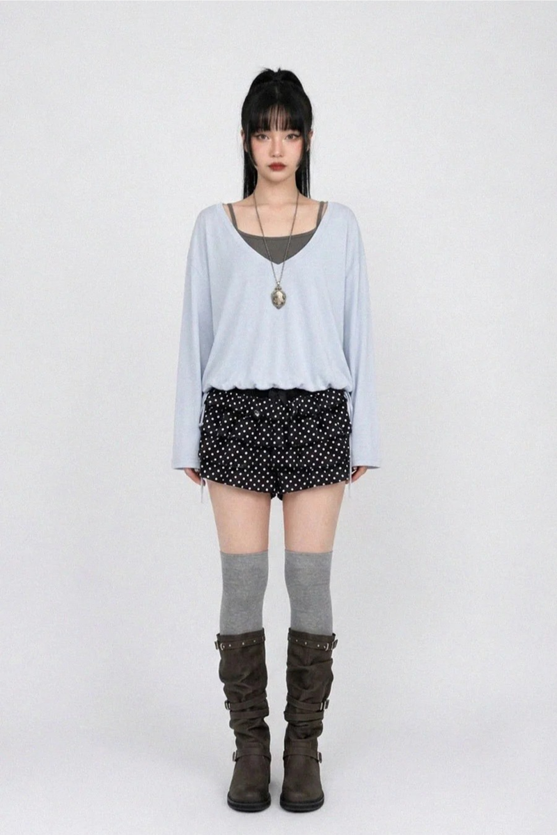 TIERED POLKA DOT RUFFLE SHORTS