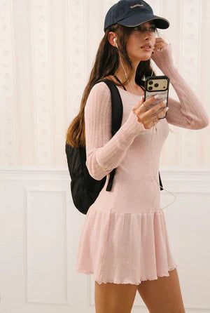threetimes（スリータイムズ）の「Scoop knit dress - pink（Dresses）」