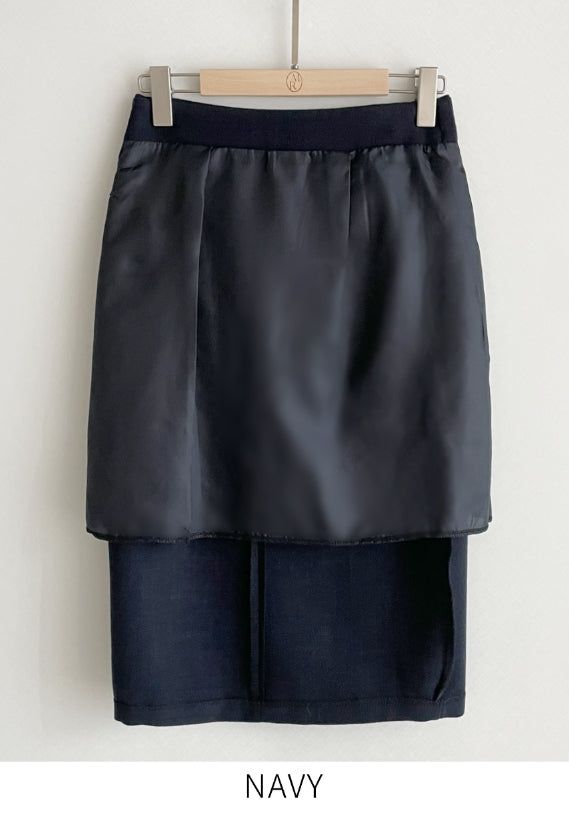 Eze Wool Brushed Slit H-Line Skirt