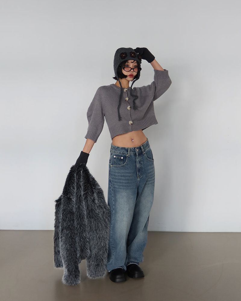 wool knit finger gloves