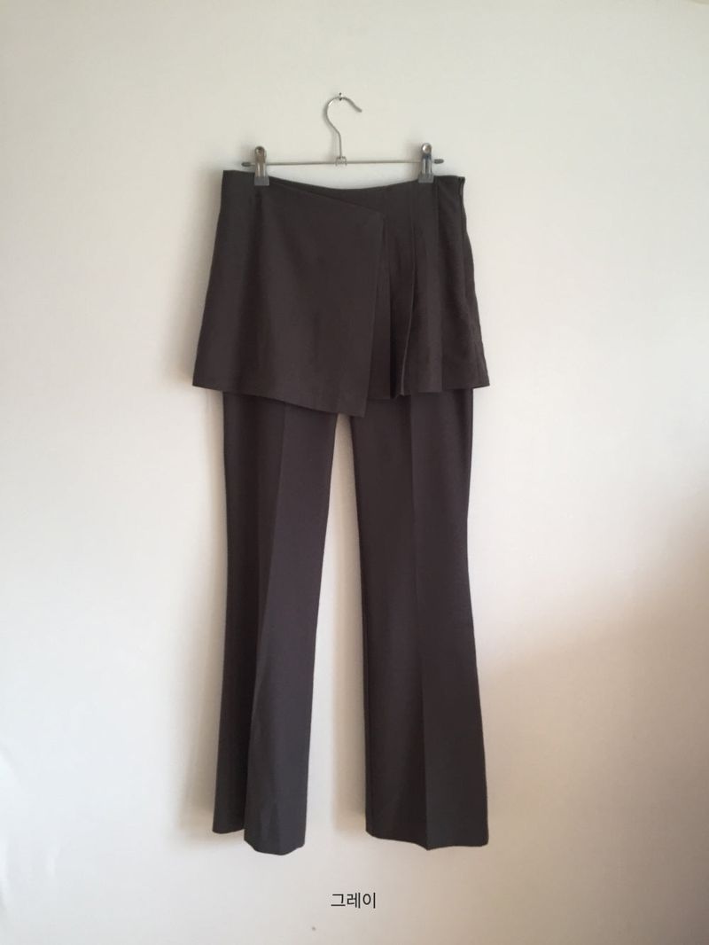 Cut slacks layered pants (2 colors)