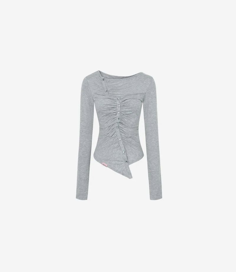 Jelly Button Asymmetric Ruched Top