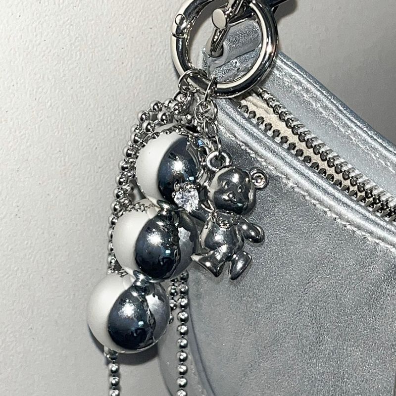 Cubic metallic Bear keyring [silver]