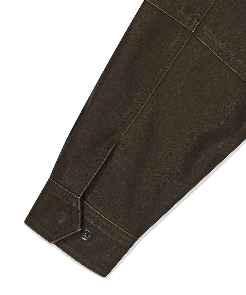 WASHED FAUX LEATHER BLOUSON