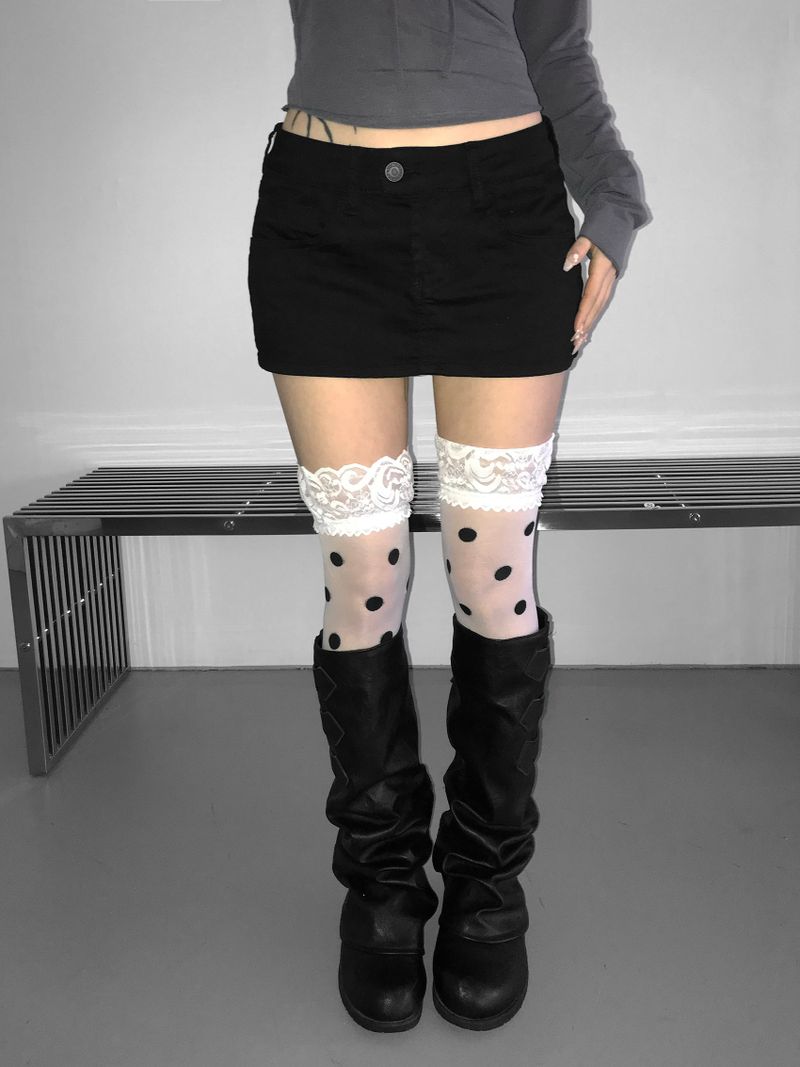 Polkadot lace stoking(2 color)