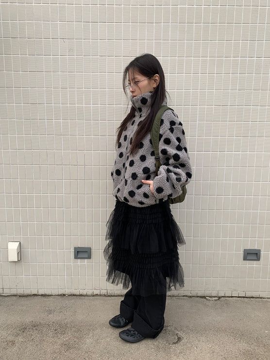 Ratmaru Dot Fleece Zip-Up Jumper