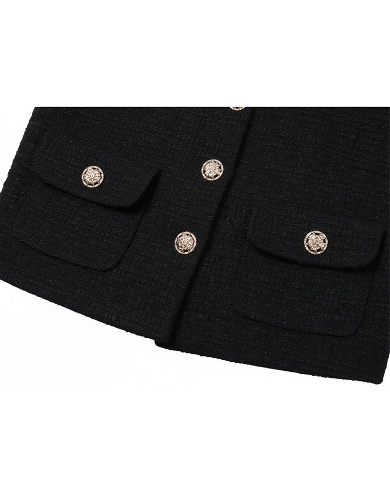 Basic Round neck Tweed Setup black