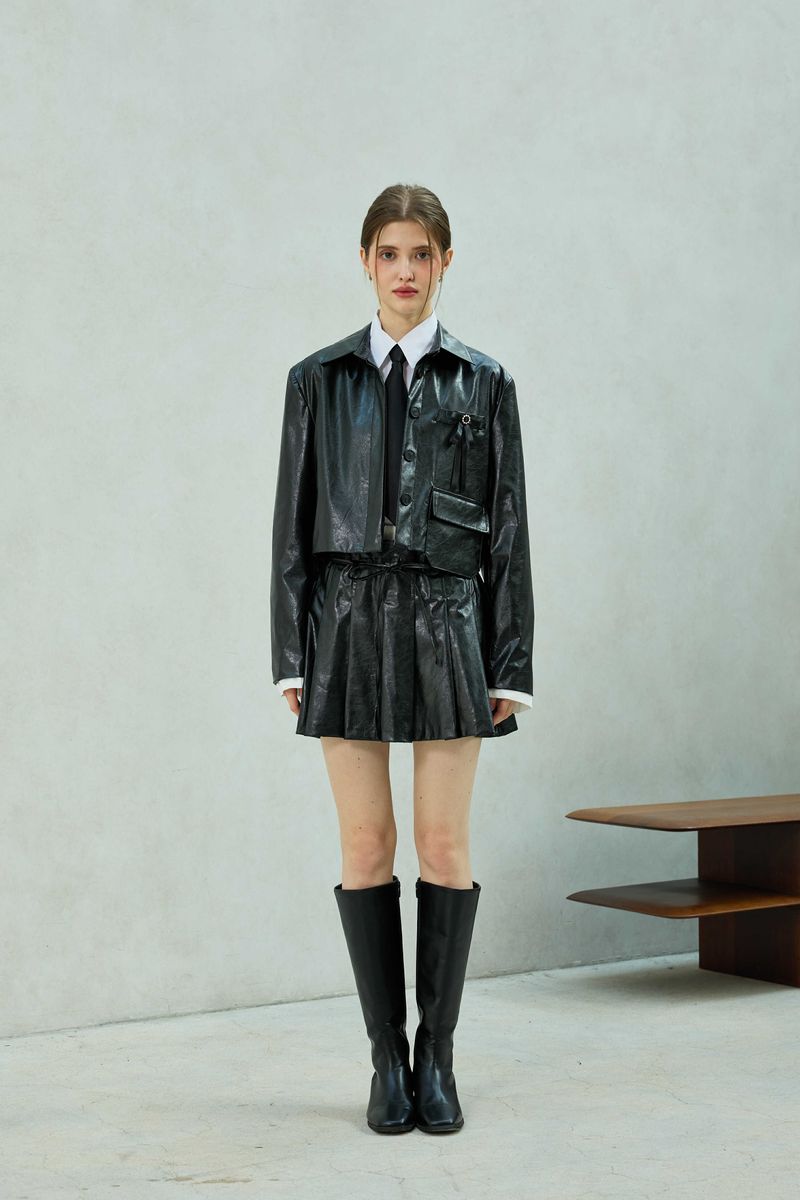 MOLLY LEATHER CROP JACKET / BLACK