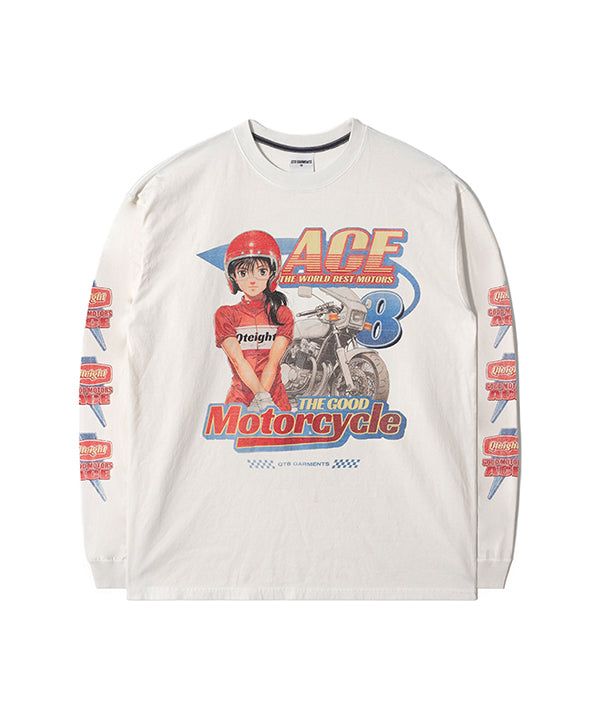 QT8 GARMENTS（キューティーエイトガーメント）の「LB Ace Motors Washed Long Sleeve (Ecru)（Tops）」
