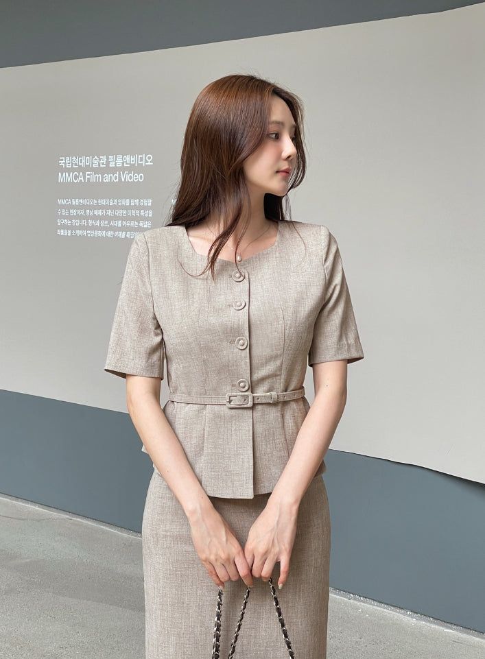Renne Peplum Jacket (Belt Set)