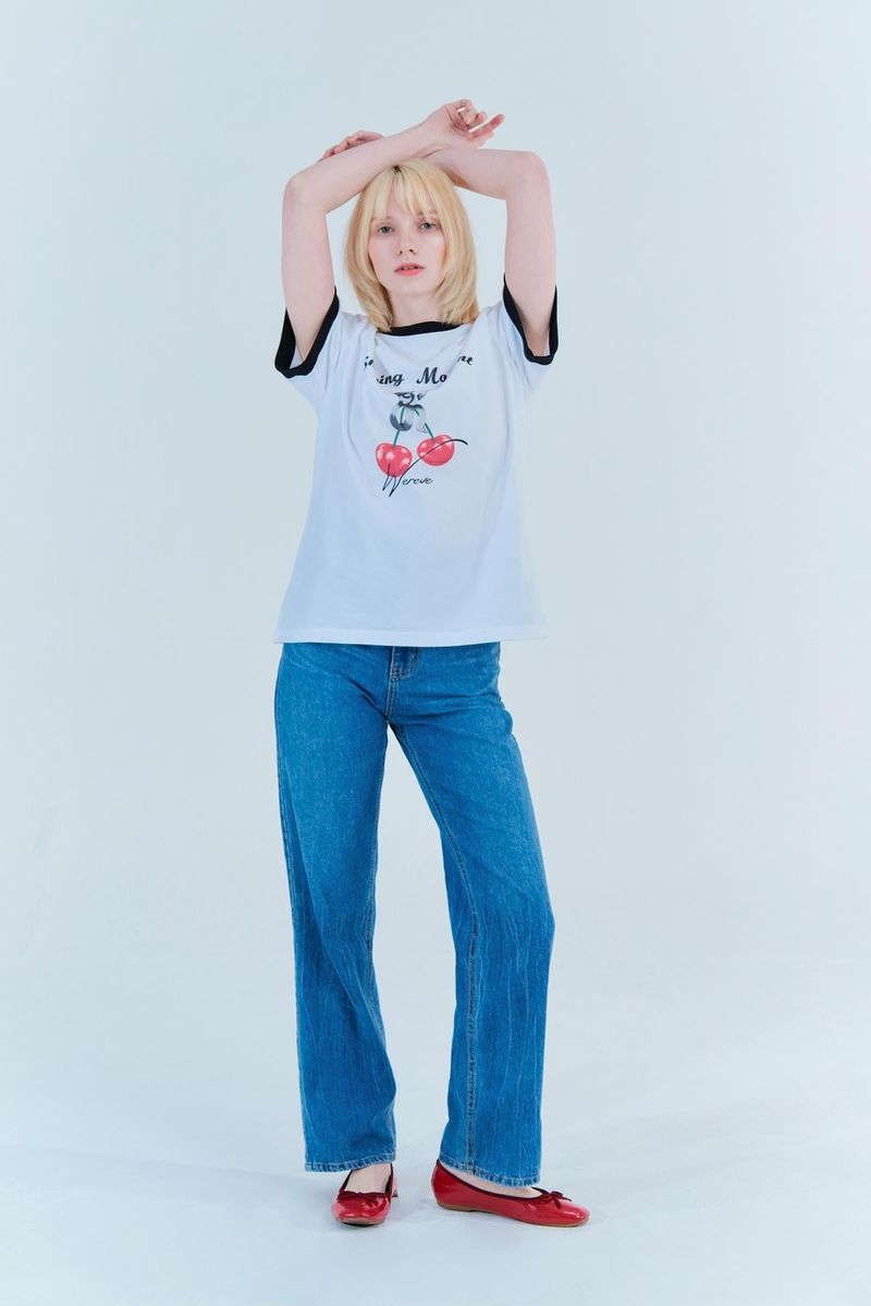 Cherry ringer t-shirt_white/black