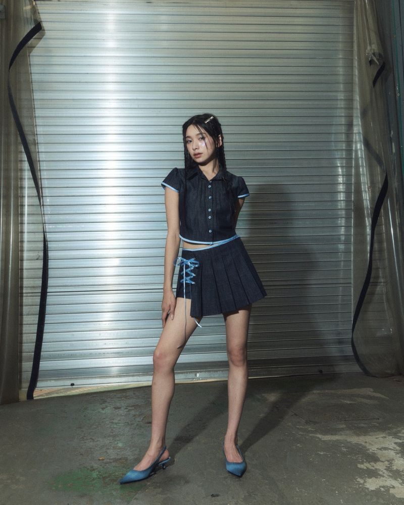denim eyelet bl - deep blue