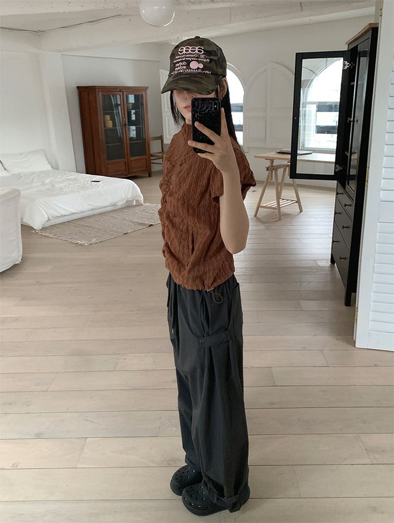 NYLON BIJO SNAP BUTTON PANTS (4C)