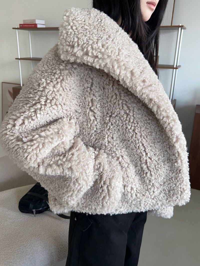 Teddy Hug Fuzzy High Neck Fur Jacket