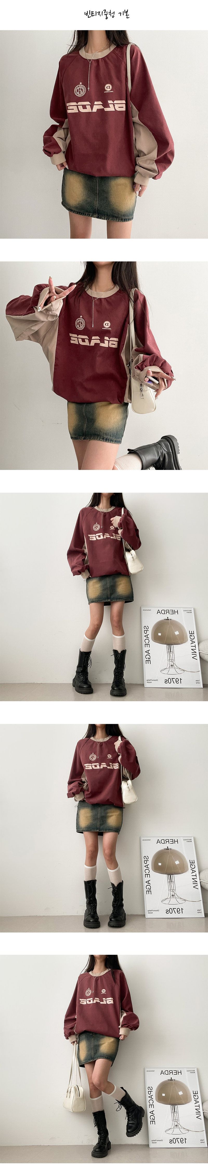 [Short & Basic] [S-2XL] Brush-washed denim mini skirt