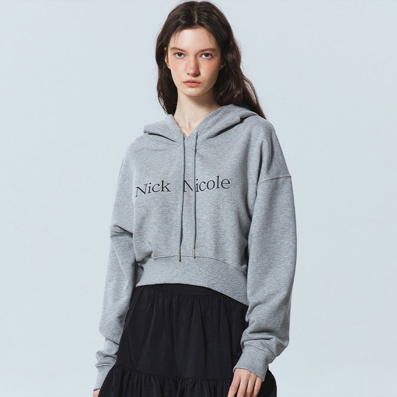 NICOLE LOGO CROP HOODY_NAVY