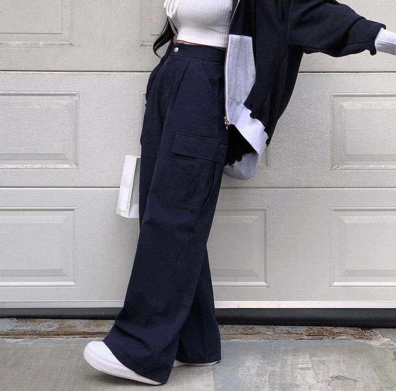[BELLIDE MADE] suede pocket wide cargo pants