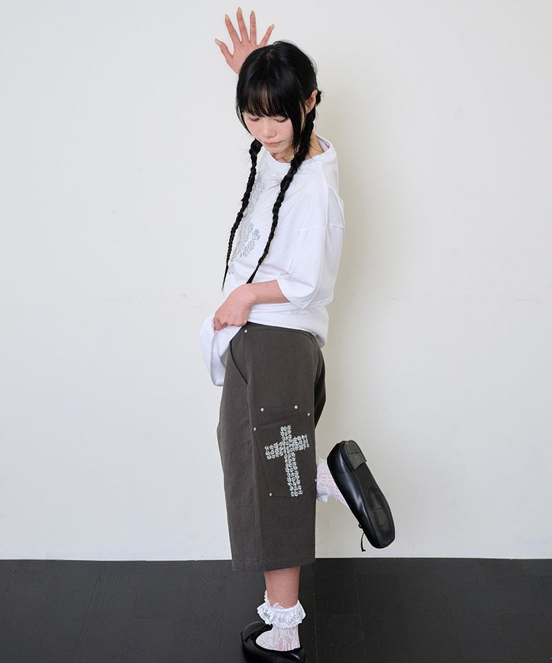 CROSS POCKET BERMUDA PANTS - CHARCOAL