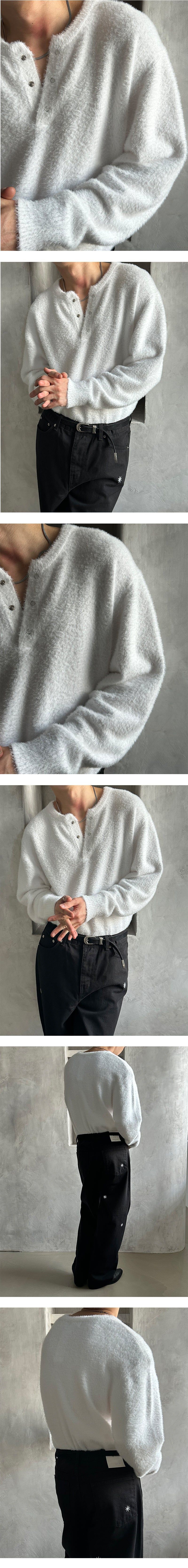  [PREMIUM][MADE] Angora hair henry neck knit(3color)